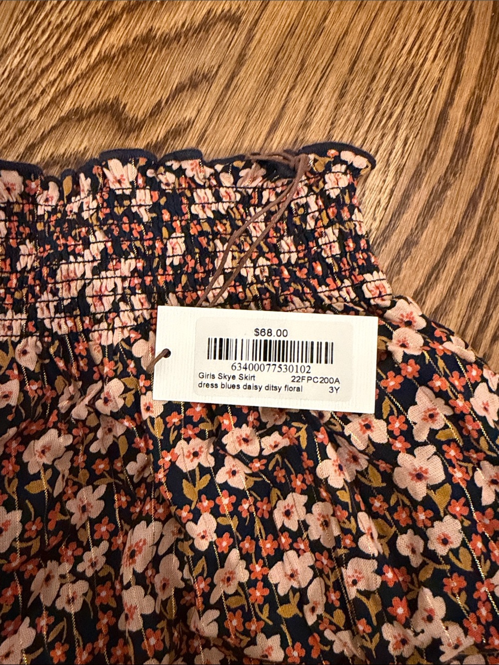 Pink Chicken Navy Floral Smocked Waist Skirt